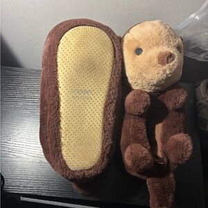 Brown Plush Animal Slippers